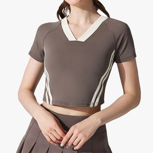 Camiseta Deportiva Corta de Verano para Yoga, Manga Corta, Ajustada, con Estampado Personalizado, para Fitness, Bádminton, Tenis, Running, Adelgazante, para Mujer - Product Image 6