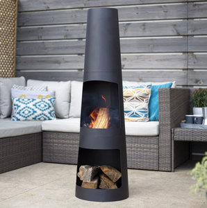 Chimeneas Modernas Altas para <span class=keywords><strong>Pellets</strong></span> de Madera, <span class=keywords><strong>Chimenea</strong></span> de Acero Resistente con Almacenamiento de Leña para Acampar - Product Image 1