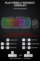 Keyboard dan Mouse Gaming e-sport, Mouse Gaming ringan dengan lampu latar, Mouse USB 104 tombol, Keyboard berkabel USB untuk PC gamer