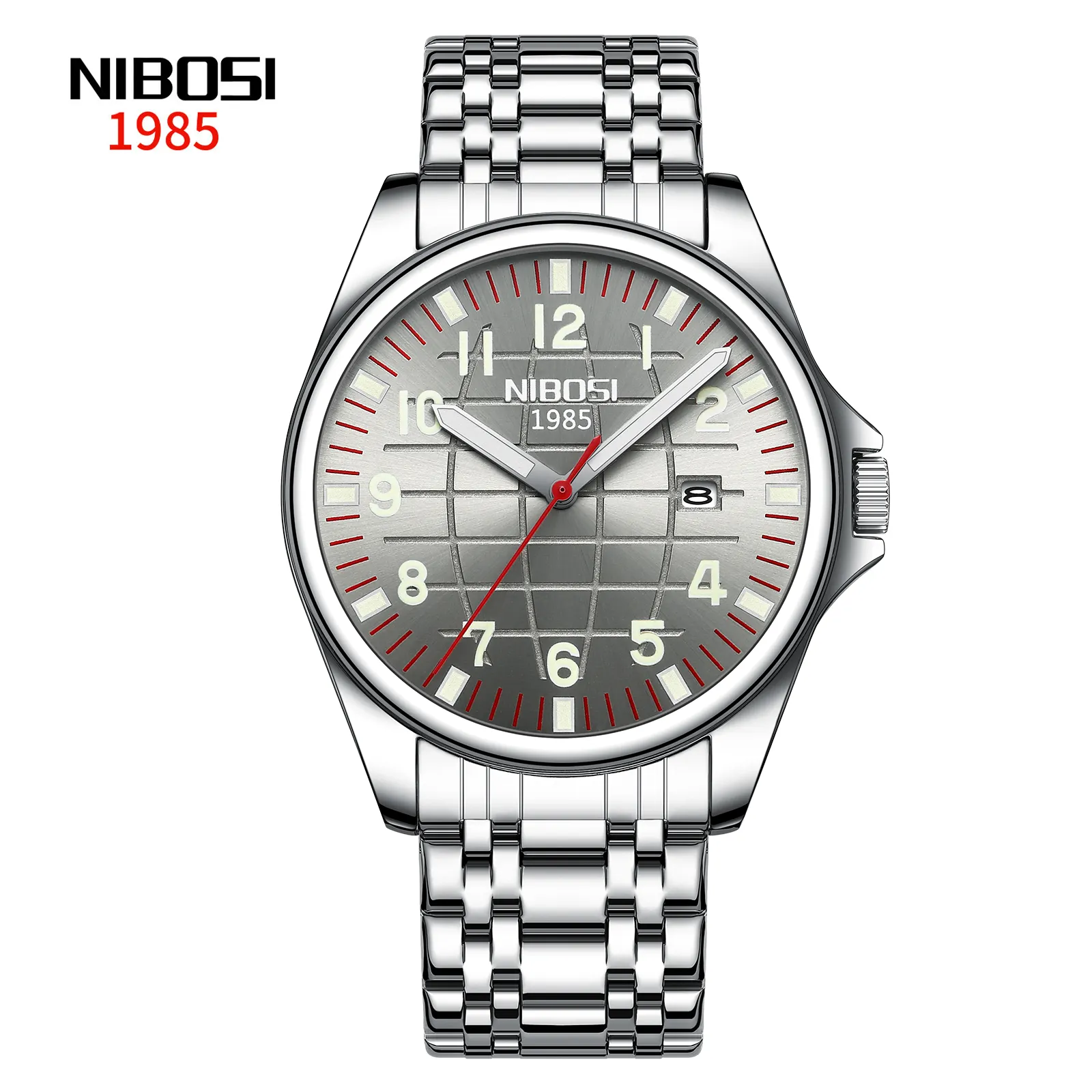 NIBOSI 2572 3ATM Waterproof Stainless Steel Designer Reloj Para Hombre Custom Logo OEM Wrist Luxury Brand Quartz Diamond Watch