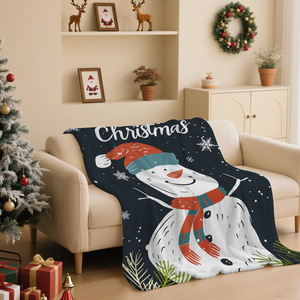 Couverture Polaire Rectangulaire Anti-Boulochage Imprimée Bonhomme de Neige Joyeux Noël, Douce et Chaude pour Décoration Hivernale de la Maison - Product Image 3