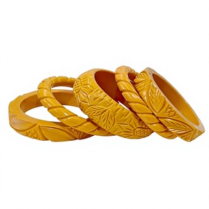 Best Vintage <b>Red</b> High Carving Acrylic Resin Bangles Sets Stylish Premium with Textured Pattern Unisex Jewelry <b>Bracelets</b> - Product Image 4