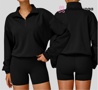 Pull tricoté décontracté pour femme, coupe ample, polyvalent, automne-hiver, coupe-vent, chaud, respirant, brodé, avec demi-fermeture éclair, pour la course