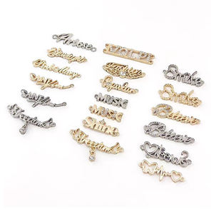 Targhette con logo personalizzate in metallo argento scritte con strass paillettes etichette fatte a mano Hardware piccole etichette portachiavi in metallo incise - Product Image 5