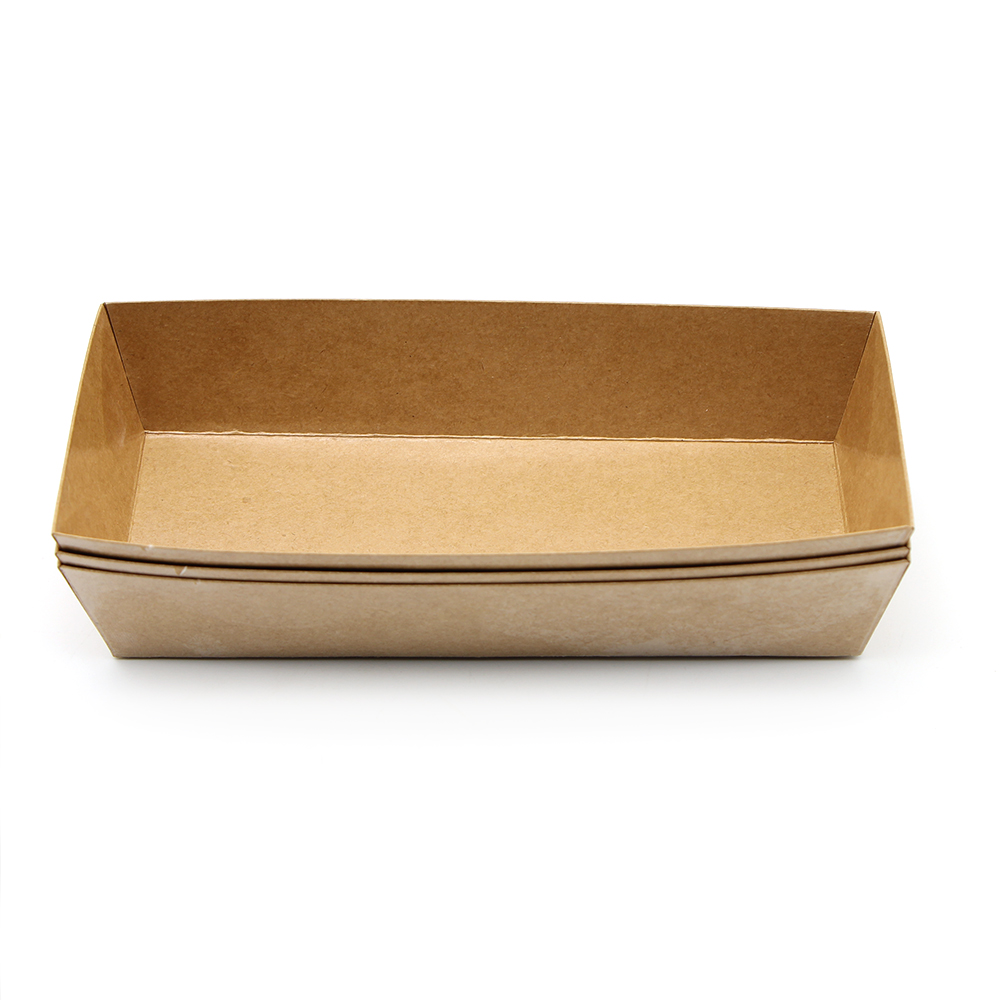 Quick Service Disposable Kraft Boat-Shaped Paper Tray for Fast Food Serving Paper Plates & Bowls