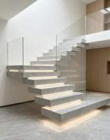 Dalles de marches d'escalier intérieures DIY avec bandes LED à détecteur de mouvement intégrées, marches en briques vitrifiées antidérapantes
