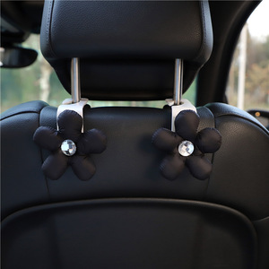 <b>Car</b> Headrest Hooks Floral Design Black With Crystal <b>For</b> Seat Backs <b>Car</b> Interior Decoration <b>Accessories</b> <b>For</b> <b>Women</b> - Product Image 2