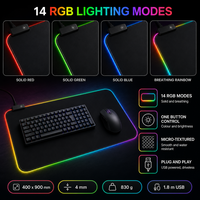 Tapis de souris RGB 1,8 m avec câble USB, 830 g, bords cousus étanches, base en caoutchouc, enroulable, Plug and Play pour PC, ordinateur portable, bureau, maison, vente en gros