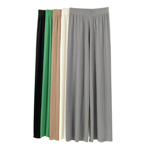 Printemps été glace soie large jambe pantalon pour femmes coréen mince en mousseline de soie taille haute Saggy ample droite décontracté mode pantalon - Product Image 5