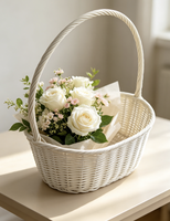Panier en rotin PE fabriqué en usine, 35x25xH38cm, avec panier en fer et poignée, panier cadeau en forme de bateau pour rangement, taille unique