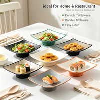 Modern design hoge voetjes melamine wegwerp bord effen patroon gepolijst commercieel restaurant feest gebruik dessert snack schaal