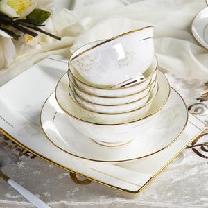 Lot de 60 assiettes et bols en porcelaine fine à motif floral, vaisselle en céramique, sans danger pour les aliments, pour la maison et la restauration - Product Image 4