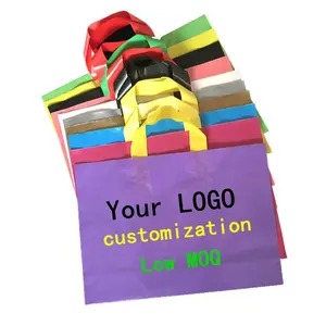 Custom LOGO PRINTING LDPE plastic carry bags with bottom gusset poly soft loop handle shopping garments clothes gift bags