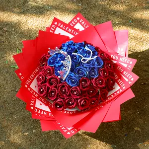 新型防水纸网玫瑰元素花束包装纸花店用品新材料