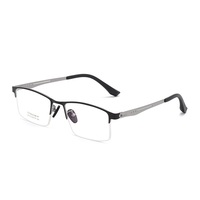 Lunettes de vue carrées en titane sans vis, élégantes et tendance, avec verres transparents anti-lumière bleue pour hommes