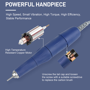 Micromoteur puissant 210 <span class=keywords><strong>pour</strong></span> ponçage des <span class=keywords><strong>ongles</strong></span>, rotation avant et arrière, contrôle de la vitesse - Product Image 2