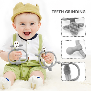 Juguetes de Silicona para la Dentición - Estilos de <span class=keywords><strong>Mono</strong></span> Sentado y <span class=keywords><strong>Mono</strong></span> Pensativo, Juguetes Masticables para Bebés con Diseño Texturizado y Fácil Agarre - Product Image 4