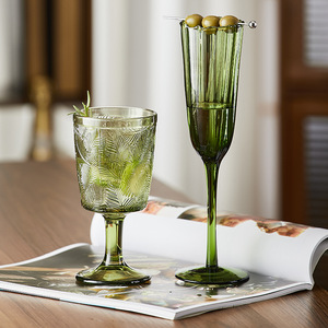 <span class=keywords><strong>Verres</strong></span> <span class=keywords><strong>à</strong></span> <span class=keywords><strong>vin</strong></span> modernes vintage en verre vague verte Design <span class=keywords><strong>à</strong></span> l'ancienne - Product Image 2