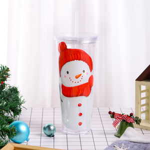 Vaso Térmico Navideño con Pajita, 700ml, Doble Capa, Tapa Reutilizable, Aislamiento Térmico, Diseño de Santa, Muñeco de Nieve y Reno, Regalo Navideño - Product Image 6