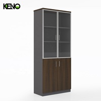 Armoire de bureau exécutive moderne avec portes vitrées, meuble de rangement et de présentation en bois de luxe pour bureau de PDG
