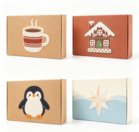 Carton pliable en papier kraft recyclable pour Noël, avec film mat, fermeture magnétique, poignée et logo personnalisé