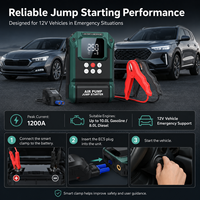 Démarreur d'urgence routier avec pompe à air, S400 1200A 12V, gonfleur de pneus, compact, portable, charge rapide
