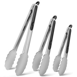 Stainless Steel Food Tongs 430 Grade Heat Resistant BBQ Grilling Tools Flipping Utensils For Cooking - Product Image 1