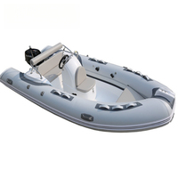 Bote inflable de 4.3m con casco de fibra de vidrio y plataforma de control, bote inflable de goma, bote inflable de fibra de vidrio