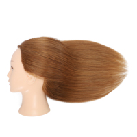 Tête d'entraînement en cheveux humains à texture douce de 16 pouces, 100 % cheveux naturels, mannequin pour la formation en permanente capillaire