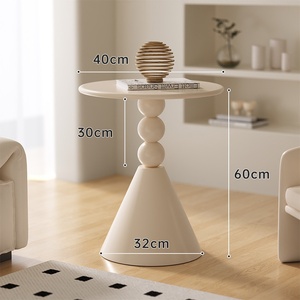 Hiện Đại Kem Phong Cách Sắt Nghệ Thuật Bên Bảng Đơn Giản Đồ Nội Thất Nhà Cho Phòng Khách Sofa Cà Phê Bàn Nhỏ Cho Ban Công Sáng Tạo Kim Loại - Product Image 6