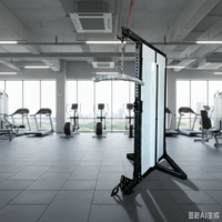 Appareil de musculation multifonctionnel avec systèmes de câbles pour tirage haut et bas, entraînement croisé, poulies latérales et empilables de poids