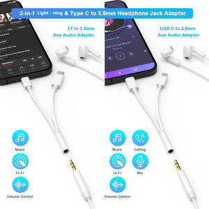 USB C/ligh-tning để 3.5mm Headphone Jack <span class=keywords><strong>Adapter</strong></span> chuyển đổi Dongle Cáp âm thanh cho <span class=keywords><strong>iPhone</strong></span> - Product Image 3