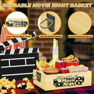 Wooden <b>Snack</b> <b>Tray</b> Movie Night Storage Box With Handle For Home Use - Product Image 4
