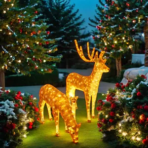 Nuevo estilo al aire libre LED iluminado acrílico 3D Reno motivo decoraciones navideñas 220V blanco cálido para el hogar y decoraciones navideñas
