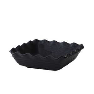 Factory wholesale kitchen restaurant home wave edge rectangle speckled black <strong>ceramic</strong> <strong>tray</strong> baking stoneware bakeware for cake - Product Image 5