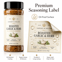 Autocollants personnalisés de luxe pour pots à épices, étiquettes en vinyle imperméables de qualité alimentaire avec logo personnalisé pour l'organisation de la cuisine et du garde-manger