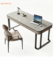 Ensemble de bureau de luxe pour la maison, bureaux d'ordinateur modernes et simples, table d'étude avec cadre en acier inoxydable doré