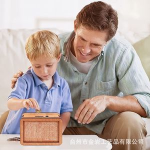 Wooden <b>Money</b> <b>Saving</b> Challenge <b>Jar</b> 18x13x7cm For Kids Home Decoration - Product Image 3