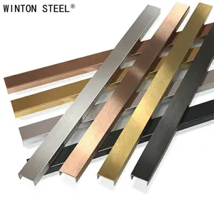 Stainless Steel Rose Gold Hairline U Shape Trim Metal Decorative Mirror Strips Stainless Steel Edge Trim