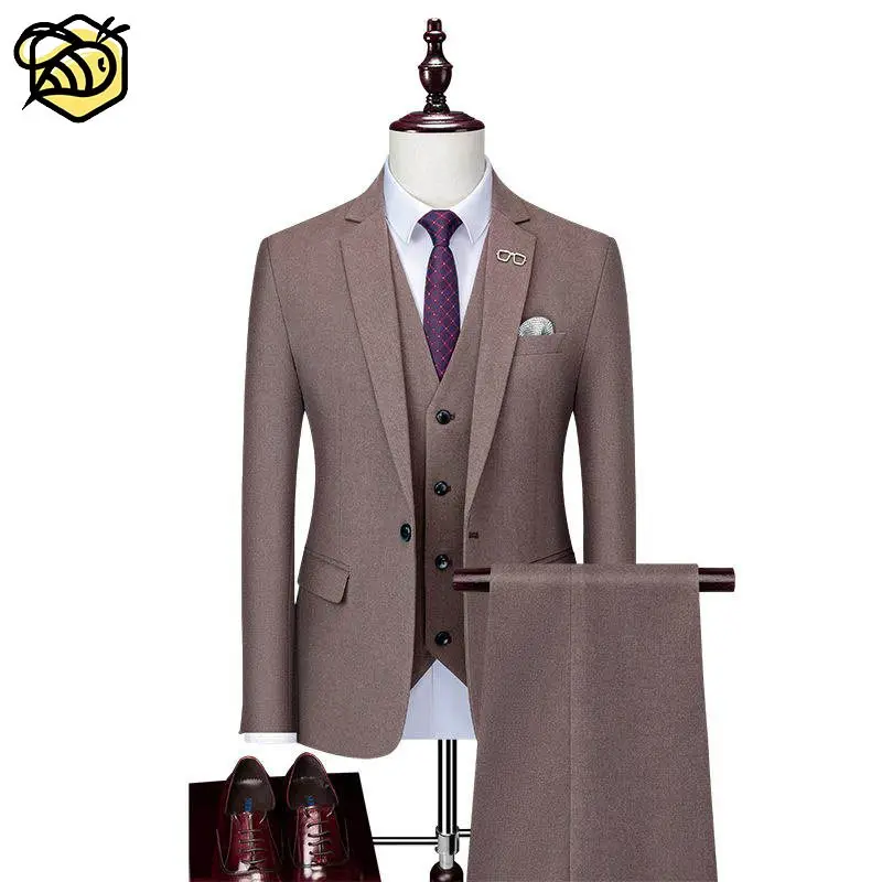 AAS09-Chaqueta ajustada de moda para hombre, conjunto de dos piezas, traje Formal de boda con solapa de visera, para baile de graduación, 3 uds.