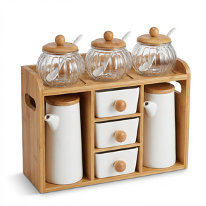 Ingrosso su misura 8 pz bottiglia di condimento alla rinfusa organizzatore di erbe in <span class=keywords><strong>ceramica</strong></span> bianca Set di barattoli di <span class=keywords><strong>spezie</strong></span> con coperchio e scaffale - Product Image 3