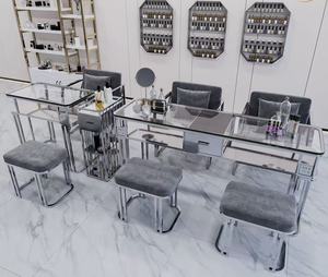 <b>Nail</b> Salon <b>Table</b> with Widened Tempered Glass Tabletop, Modern Design, Single/Double Optional Size - Product Image 2