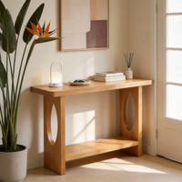 Console moderne minimaliste en bois massif, table étroite et fine pour entrée, couloir ou salon, table d'appoint contre le mur