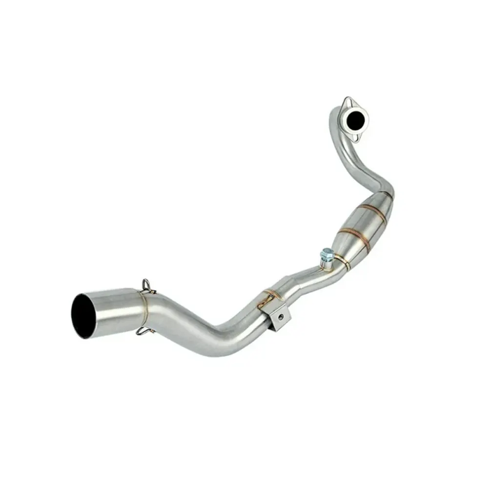Universal Connection With Bend Fit Silencer Stainless Steel Slip On Mid Exhaust Pipe Front Middle Muffler Motorcycle Bend Pipe