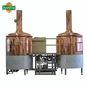 TIANTAI 2000L 20HL red copper direct fire burner 2 vessel brewhouse mash fermenter microbrewery equipment beer brewing system