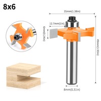 Fresa de ranurado para madera de 8 mm con vástago de carburo, 4 dientes, con rodamiento para recortar y grabar madera