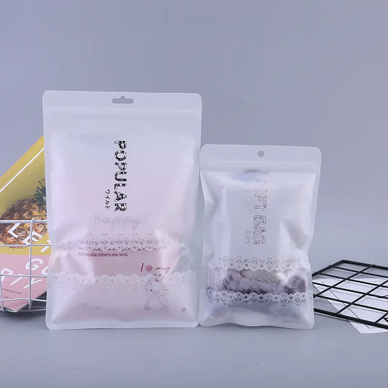 Custom printed vacuum fish chicken frozen food packaging 3 side seal plastic bags with logo mylar bag with window plastic bag