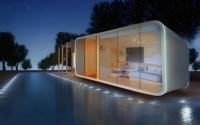Maisons préfabriquées mini populaires et économiques de 20 pieds, concept capsule Apple Cabin avec ensemble complet d'armoires de cuisine intégrées, pour bureau ou habitation