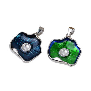 Support de pendentif en argent S925 avec feuille de lotus en résine, pour perles de 7-9 mm, accessoire de coiffure DIY, apprêts et composants de bijoux vides - Product Image 5