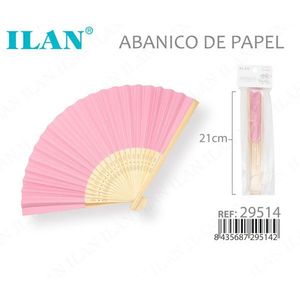 Ventaglio di carta Ilan da 21 cm, rosa, pieghevole, per decorazioni - Product Image 3